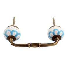 Blue Floral Crackle Ceramic Bridge Handle