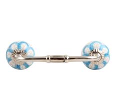Blue Floral Crackle Ceramic Bridge Handle