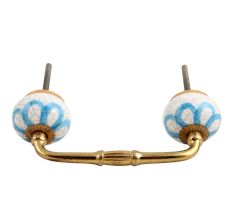 Blue Floral Crackle Ceramic Bridge Handle