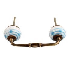 Blue Striped Dotted Cackle Ceramic Bridge Handle