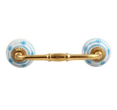 Blue Striped Dotted Cackle Ceramic Bridge Handle