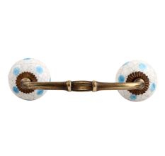 Blue Dotted Cackle Ceramic Bridge Handle