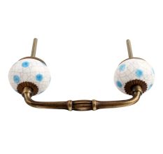 Blue Dotted Cackle Ceramic Bridge Handle