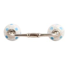 Blue Dotted Cackle Ceramic Bridge Handle