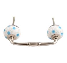 Blue Dotted Cackle Ceramic Bridge Handle