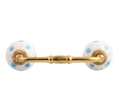 Blue Dotted Cackle Ceramic Bridge Handle
