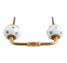 Blue Dotted Cackle Ceramic Bridge Handle
