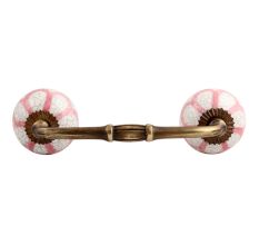 Pink Sunflower Cackle Ceramic Bridge Handle
