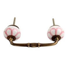 Pink Sunflower Cackle Ceramic Bridge Handle