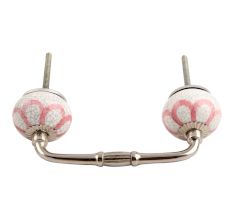 Pink Sunflower Cackle Ceramic Bridge Handle