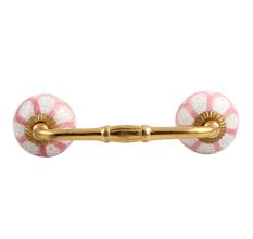 Pink Sunflower Cackle Ceramic Bridge Handle
