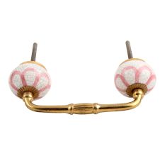 Pink Sunflower Cackle Ceramic Bridge Handle