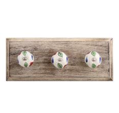 Multicolor Leaf Crackle Ceramic Wooden Hooks
