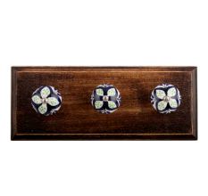 Navy Blue Flower Crackle Ceramic Wooden Hooks