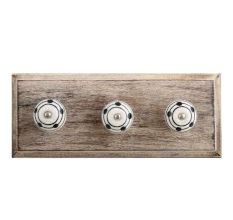 Black Striped Dotted Crackle Ceramic Wooden Hooks