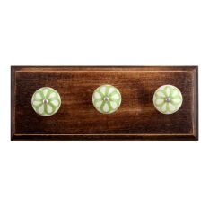 Lime Green Floral Crackle Ceramic Wooden Hooks