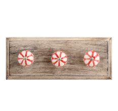 Red Sunflower Crackle Ceramic Wooden Hooks