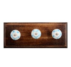 Blue Striped Polka Dot Crackle Ceramic Wooden Hooks