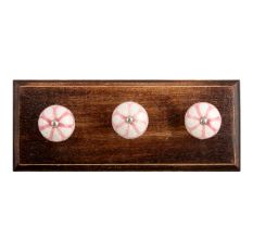 Pink Sunflower Crackle Ceramic Wooden Hooks