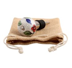 Multicolor Leaf Crackle Ceramic Wine Stopper