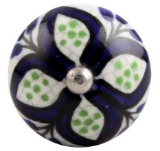 Navy Blue Flower Crackle Ceramic Wine Stopper