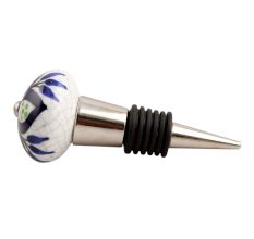 Navy Blue Flower Crackle Ceramic Wine Stopper