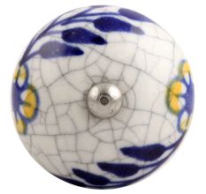 Blue Leaf Crackle Ceramic Wine Stopper