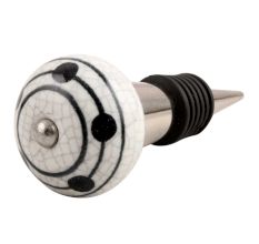 Black Striped Dotted Crackle Ceramic Wine Stopper