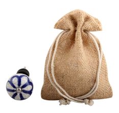 Navy Blue Floral Crackle Ceramic Wine Stopper