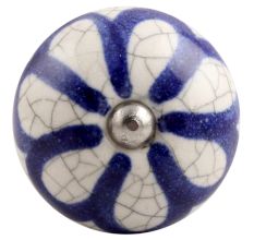 Navy Blue Floral Crackle Ceramic Wine Stopper