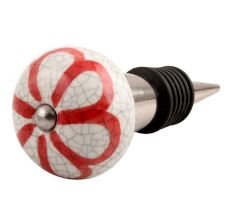 Red Sunflower Crackle Ceramic Wine Stopper