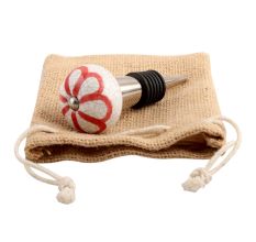 Red Sunflower Crackle Ceramic Wine Stopper