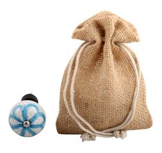 Blue Foral Crackle Ceramic Wine Stopper