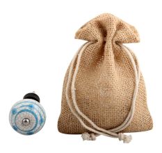 Blue Striped Dotted Crackle Ceramic Wine Stopper