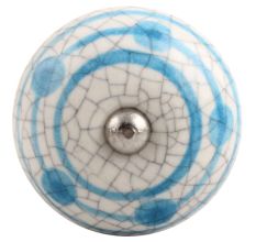 Blue Striped Dotted Crackle Ceramic Wine Stopper