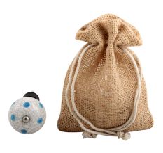 Blue Polka Dot Crackle Ceramic Wine Stopper