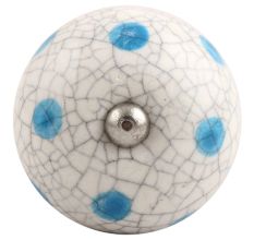 Blue Polka Dot Crackle Ceramic Wine Stopper