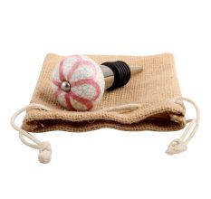 Pink Sunflower Crackle Ceramic Wine Stopper