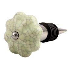 Washed Green Crackle Ceramic Melon Wine Stopper