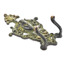 Bronze Wall Decorative Hooks with Green Patina with 2 Hooks