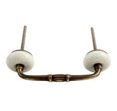 White and Green Crackle Ceramic Bridge Handle
