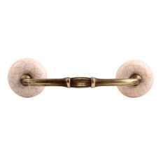 White and Pink Crackle Ceramic Bridge Handle