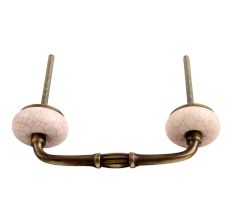 White and Pink Crackle Ceramic Bridge Handle