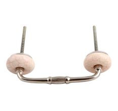 White and Pink Crackle Ceramic Bridge Handle