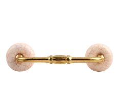White and Pink Crackle Ceramic Bridge Handle