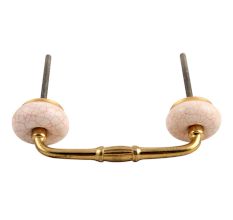 White and Pink Crackle Ceramic Bridge Handle