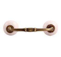 White and Pink Crackle Ceramic Bridge Handle