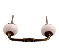 White and Pink Crackle Ceramic Bridge Handle