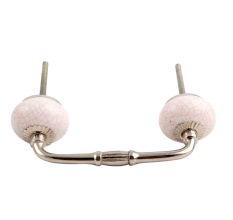 White and Pink Crackle Ceramic Bridge Handle