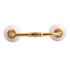 White and Pink Crackle Ceramic Bridge Handle